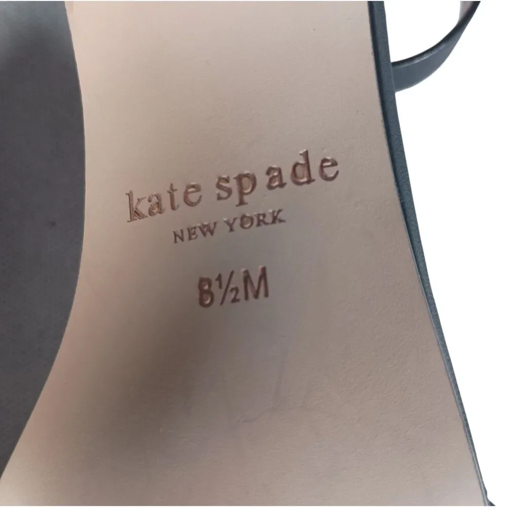 Kate Spade New York Willow Sandal Shoe 8.5 Block Heel Ankle Strap Black Leather